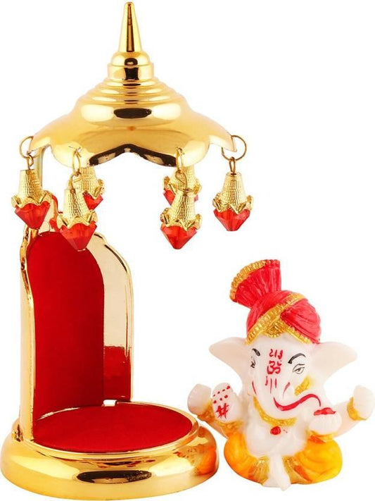 Lord Ganesha Marble Decorative Idol – Handcrafted Polyresin Showpiece for Home, Office & Car Decor (Multicolor, 14.9 cm) Diwali special - My Store
