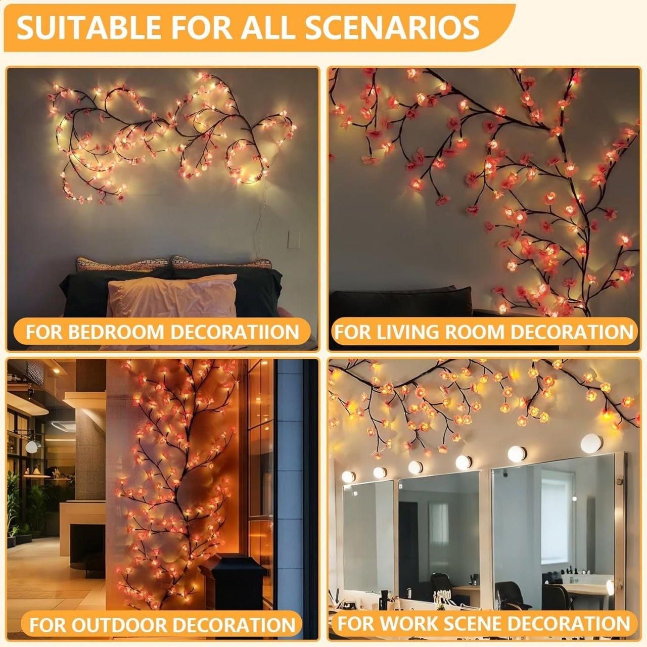 Cherry Blossom LED Tree Branch Lights – Decorative Fairy Lamp for Bedroom, Living Room & Festive Home Decor  Diwali special - My Store