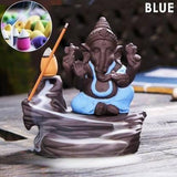 Handcrafted Meditation Monk Ganesha Smoke Backflow Incense Holder – Polyresin Decorative Showpiece with 10 Cones (10 cm) Diwali special - My Store