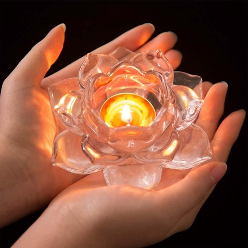 Glass Lotus Flower Tea Light Candle Holder – Transparent Decorative Set for Home Décor, Festivals & Gifting Diwali special - My Store