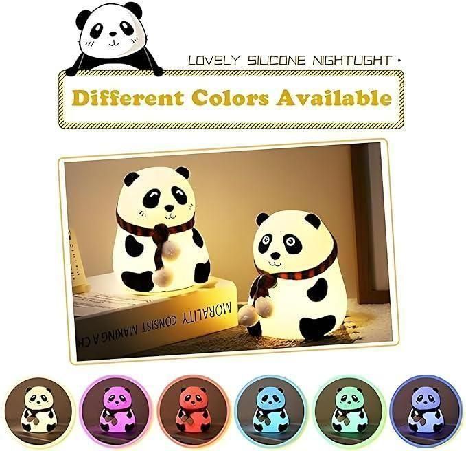 Cute Panda Night Light Lamp for Kids – Soft Silicone Touch Sensor LED with 7 Color Options - My Store