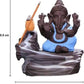 Handcrafted Meditation Monk Ganesha Smoke Backflow Incense Holder – Polyresin Decorative Showpiece with 10 Cones (10 cm) Diwali special - My Store
