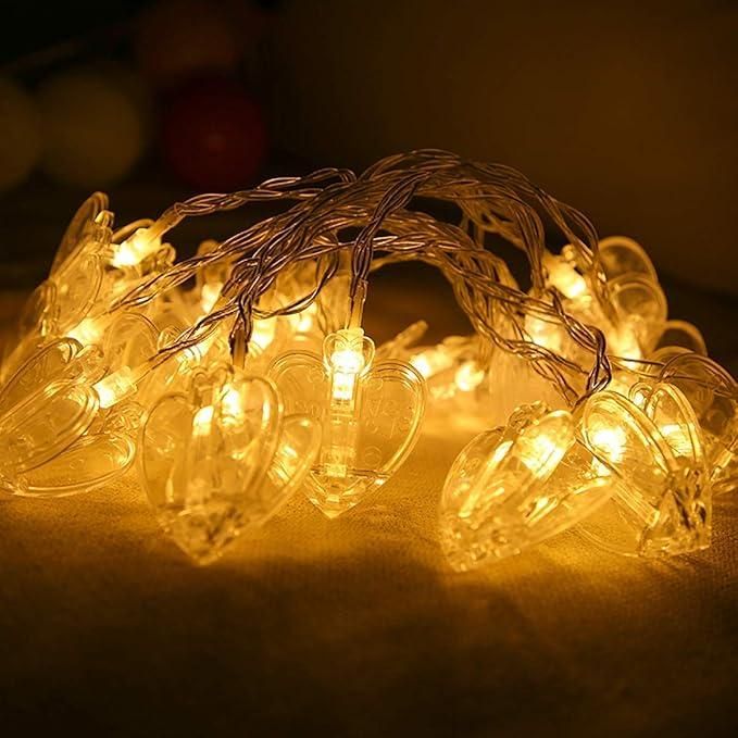 Heart Shaped LED String Lights – Warm White Decorative Fairy Lights for Home & Parties Diwali special - My Store
